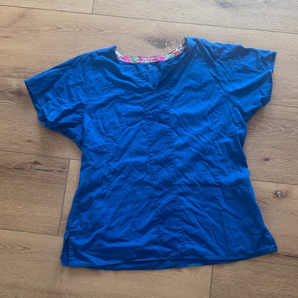 Vera Bradley Vibrant Blue Short Sleeve scrub Top
